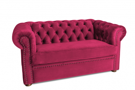 Canapea cu 2 locuri extensibila Chesterfield, fuchsia, 150x86x80 cm [1]
