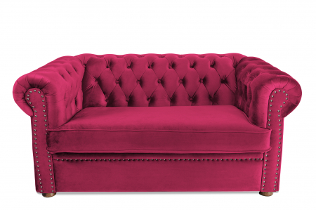 Canapele si coltare extensibile - Canapea cu 2 locuri extensibila Chesterfield, fuchsia, 150x86x80 cm