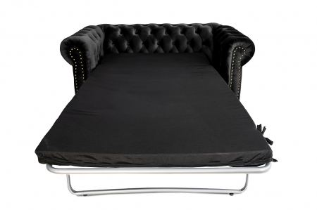 Canapea cu 2 locuri extensibila Chesterfield, negru, 150x86x80 cm [8]