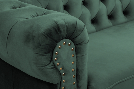Canapea cu 2 locuri extensibila Chesterfield, verde, 150x86x80 cm [4]