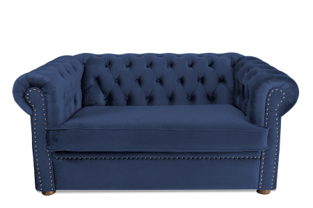 SALE % - Canapea cu 2 locuri extensibila Chesterfield, albastru petrol, 150x86x80 cm