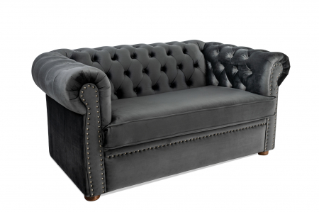 Canapea cu 2 locuri extensibila Chesterfield, gri, 150x86x80 cm [1]