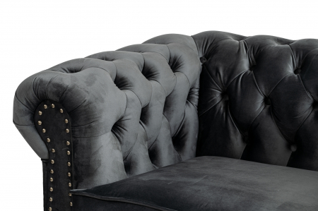 Canapea cu 2 locuri extensibila Chesterfield, gri, 150x86x80 cm [8]