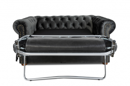 Canapea cu 2 locuri extensibila Chesterfield, gri, 150x86x80 cm [6]