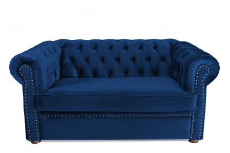 SALE % - Canapea cu 2 locuri extensibila Chesterfield, albastru, 150x86x80 cm