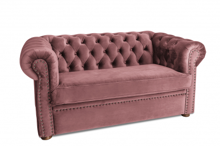 Canapea cu 2 locuri extensibila Chesterfield, roz, 150x86x80 cm [1]