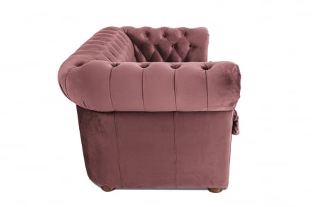 Canapea cu 2 locuri extensibila Chesterfield, roz, 150x86x80 cm [2]