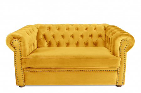 SALE % - Canapea cu 2 locuri extensibila Chesterfield, galben, 150x86x80 cm