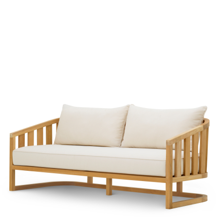 TERASA SI GRADINA - Canapea de exterior Aruba din lemn natural de tec, cu perne din panza Sunbrella |W. 180 | D. 76 | H. 78 | SD. 52 | SW. 172 | SH. 43 | AH. 54 cm 