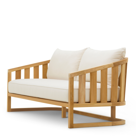 Canapea de exterior Aruba din lemn natural de tec, cu perne din panza Sunbrella |W. 180 | D. 76 | H. 78 | SD. 52 | SW. 172 | SH. 43 | AH. 54 cm  [2]