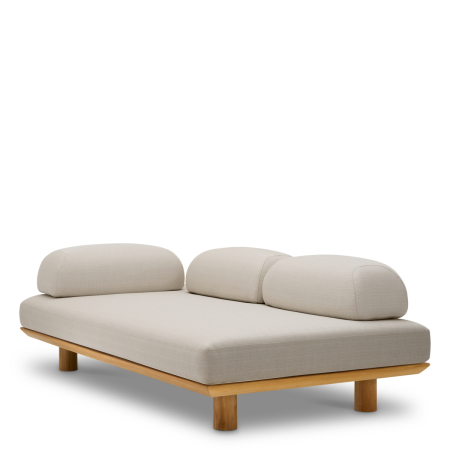 TERASA SI GRADINA - Canapea de exterior Nomade din lemn natural de tec lucio sand |W. 202 | D. 112 | H. 66 | SD. 68 | SH. 43 cm 