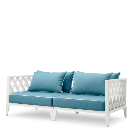 TERASA SI GRADINA - Canapea de exterior Ocean Club S alb sunbrella albastru mineral |W. 186 | D. 93 | H. 69 | SD. 50 | SW. 174 | SH. 40 | AH. 69 cm 