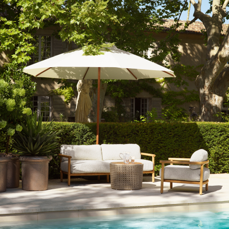 Canapea de exterior Ombria, lemn de tec natural, Arden natural |W. 180 | D. 80 | H. 72 | SD. 54 | SW. 170 | SH. 42 | AH. 55 cm  [1]