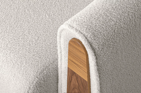Canapea extensibila 3 locuri GUSTAVO, Lemn/Stofa, alb plusat, 230x98x98 cm [4]