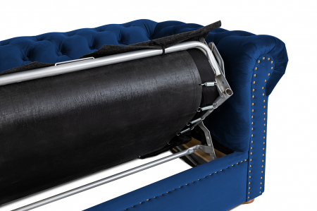 Canapea extensibila Chesterfield, 3 locuri, Albastru, 203x80x86 cm [9]