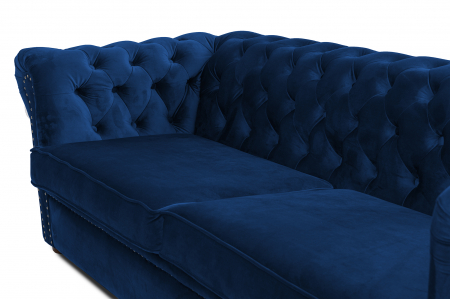 Canapea extensibila Chesterfield, 3 locuri, Albastru, 203x80x86 cm [5]