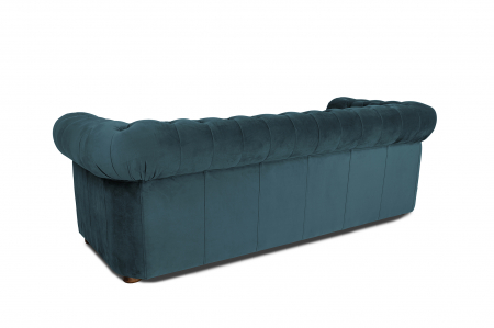 Canapea extensibila Chesterfield, 3 locuri, Albastru-Verzui, 203x80x86 cm [6]