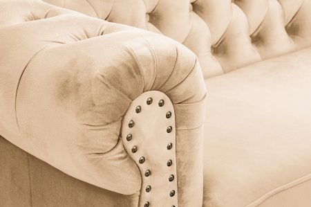 Canapea extensibila Chesterfield, 3 locuri, Bej, 203x80x86 cm [7]