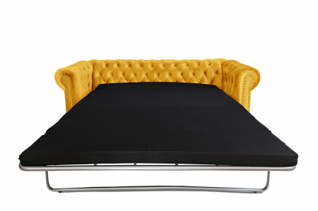 Canapea extensibila Chesterfield, 3 locuri, Galben, 203x80x86 cm [3]