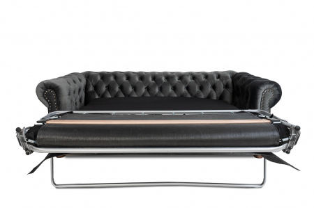 Canapea extensibila Chesterfield, 3 locuri, Gri, 203x80x86 cm [2]