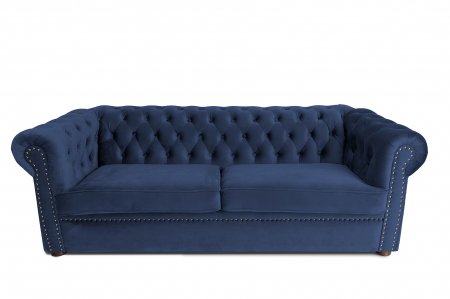 Canapele - Canapea extensibila Chesterfield, 3 locuri, albastru petrol, 203x80x86 cm