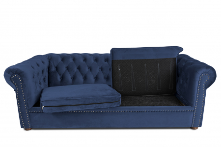 Canapea extensibila Chesterfield, 3 locuri, albastru petrol, 203x80x86 cm [1]