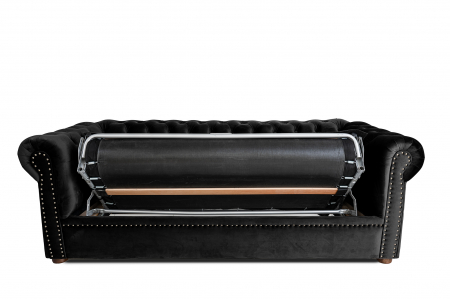 Canapea extensibila Chesterfield, 3 locuri, Negru, 203x80x86 cm [2]