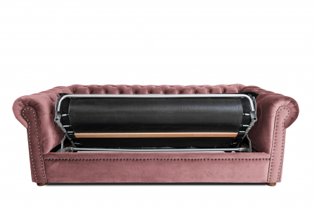 Canapea extensibila Chesterfield, 3 locuri, Roz, 203x80x86 cm [2]