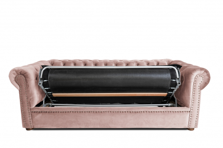 Canapea extensibila Chesterfield, 3 locuri, Roz, 203x80x86 cm [2]