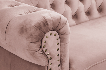 Canapea extensibila Chesterfield, 3 locuri, Roz, 203x80x86 cm [7]