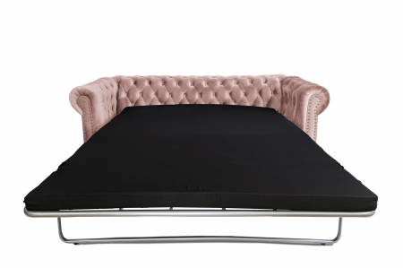 Canapea extensibila Chesterfield, 3 locuri, Roz, 203x80x86 cm [3]
