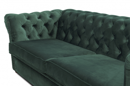 Canapea extensibila Chesterfield, 3 locuri, Verde, 203x80x86 cm [5]