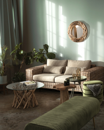 Mobilier exterior - Canapea Leandro, Lemn de mango, Maro, 220x97x72 cm