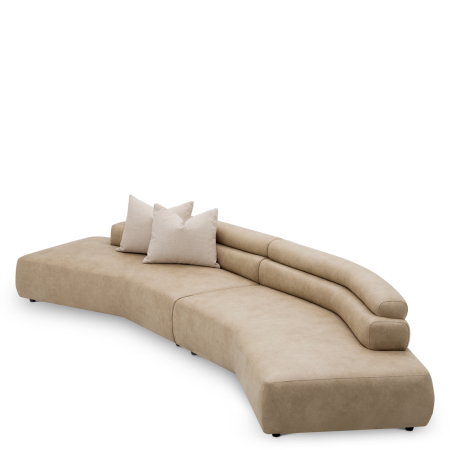 Canapea Marvella imitatie piele valente bej renato ecru |W. 399 | D. 140 | H. 66 | SD. 68 | SW. 392 | SH. 40 | AH. 54 cm [2]