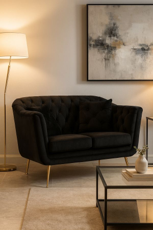 Canapea neagra Budapest cu perne 130x83x91 cm [9]