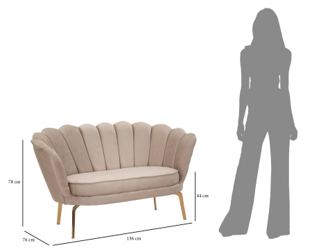 Canapea Vienna Plus, Lemn/Fier/Stofa, Crem/Auriu, 78x136x76 cm [1]