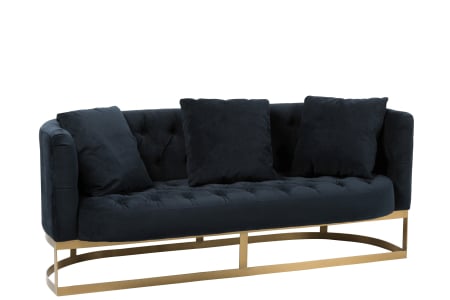 LIVING - Canapea Wilson, Metal/Catifea, Auriu/Antracit, 180x76x74 cm