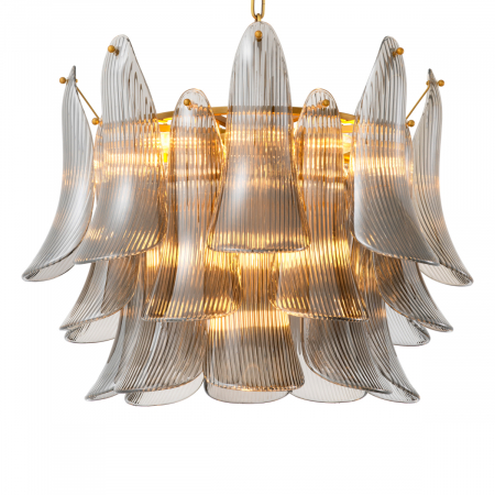 Lustre - Candelabru, Amun din sticlă fumurie cu finisaj alamă, Dims: Ø 72 | H. 57  (CM)