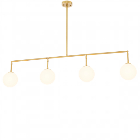 ILUMINAT - Candelabru, Tara din sticlă albă, finisaj din alamă cu aspect vintage, Dims: W. 180 | D. 20 | H. 39  (CM)