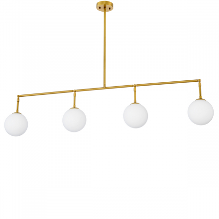Candelabru, Tara din sticlă albă, finisaj din alamă cu aspect vintage, Dims: W. 180 | D. 20 | H. 39  (CM) [1]