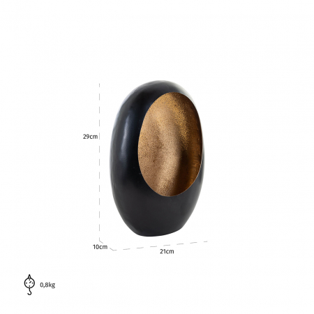 Suport lumanare Civan negru auriu mic [3]