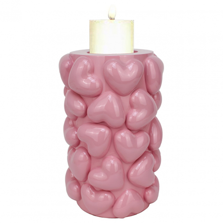 DECORATIUNI - Suport de lumanare Emel hearts mic (Roz)