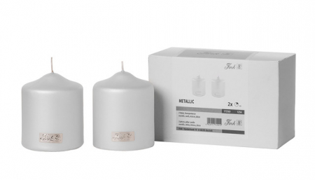 Lumanari - CANDLE,set 2 lumanari, alb metalic, h. 10 cm, d. 8 cm