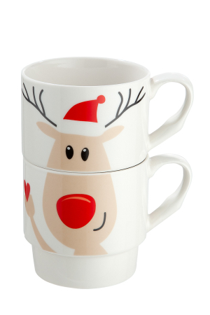 CRACIUN - Cani suprapuse, „Elch”, motiv Moose, portelan, alb, PU 6, L. 8,5 cm, latime 11,5 cm, inaltime 14,5 cm