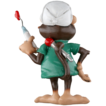 Caricatura Maimuta "Asistenta/ Doctor", Rasina sintetica, maro, gri, L. 6 cm, l. 10 cm, H 12 cm [4]