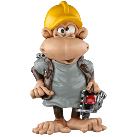 Caricatura Maimuta "Constructor", Rasina sintetica, maro, gri, L. 6 cm, l. 7 cm, H 13 cm [2]