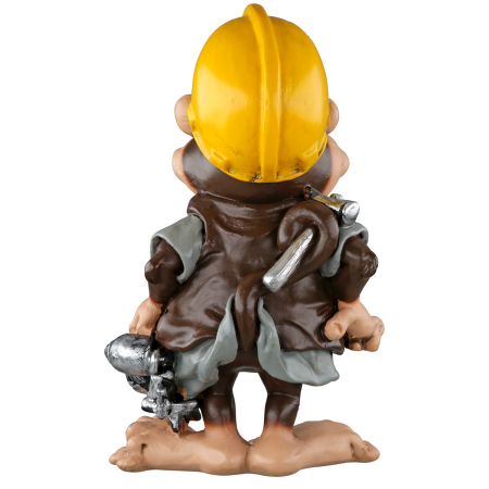Caricatura Maimuta "Constructor", Rasina sintetica, maro, gri, L. 6 cm, l. 7 cm, H 13 cm [3]