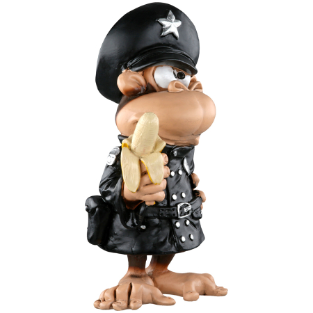 Caricatura Maimuta "Politist", Rasina sintetica, maro, gri, L. 7 cm, l. 8 cm, H 13 cm [3]