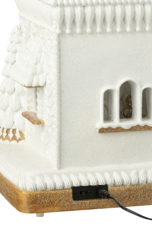 Casuta cu LED-uri din turta dulce si Mos Craciun, bej/alb [3]