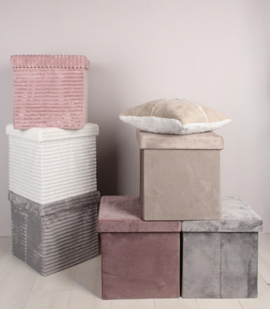 TABURET CU SPATIU DE DEPOZITARE VELVET GRI, POUF [3]